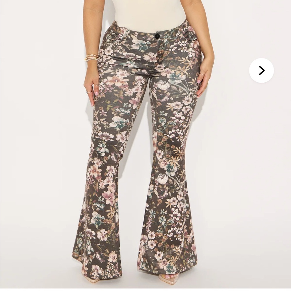 Rose Faux Suede Flare Pants NWT